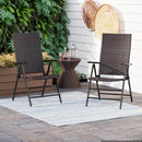 MFSTUDIO Vormontierte Einstellbare Klappbare Rattan Liegestühle mit Hoher Rückenlehne, 2er-Set