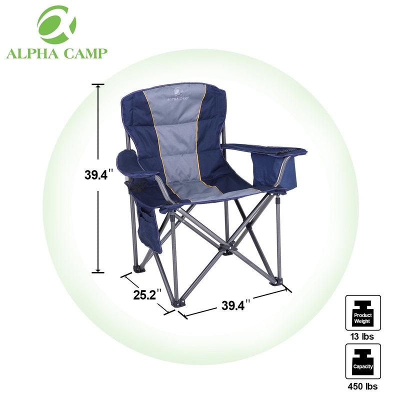 ALPHA CAMP Tragbarer und zusammenklappbarer Campingstuhl mit Kühltasche für Sport & Angeln usw.
