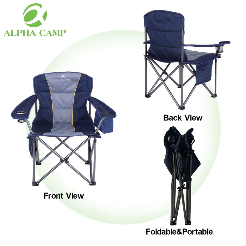ALPHA CAMP Tragbarer und zusammenklappbarer Campingstuhl mit Kühltasche für Sport & Angeln usw.