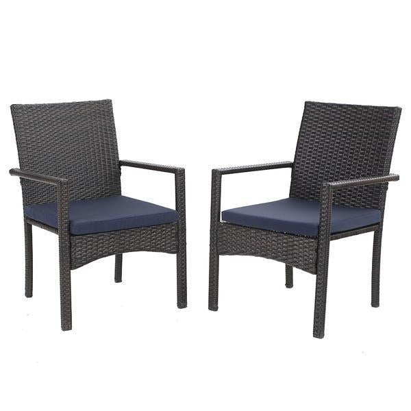 PHI VILLA Rattan-Stahl gepolsterte Patio-Sessel, Outdoor-Stühle